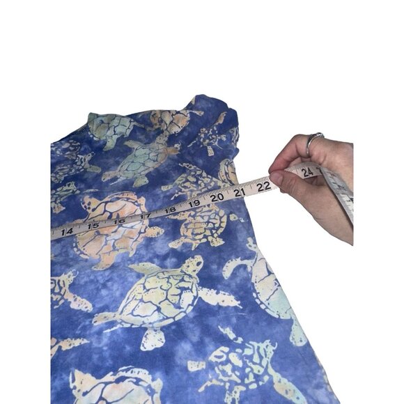 Vintage Rum Reggae Womens Short Sleeve Mini Dress Sz M Blue Green Sea Turtle - Picture 5 of 7